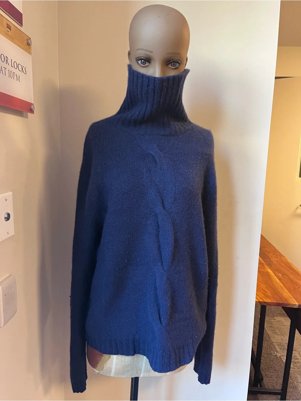 Saks Navy Turtleneck Cozy Knit Sweater - Women's